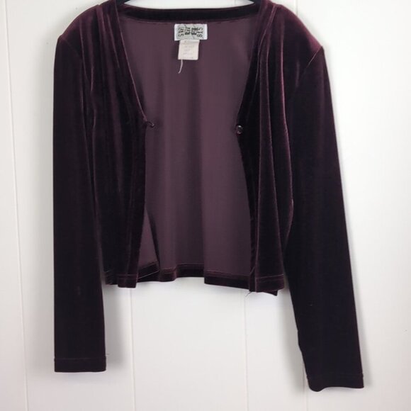 048 Vintage Purple Long  velvet cardigan - Picture 6 of 7